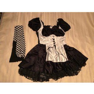 California collection short black dress and checkered tights Costume